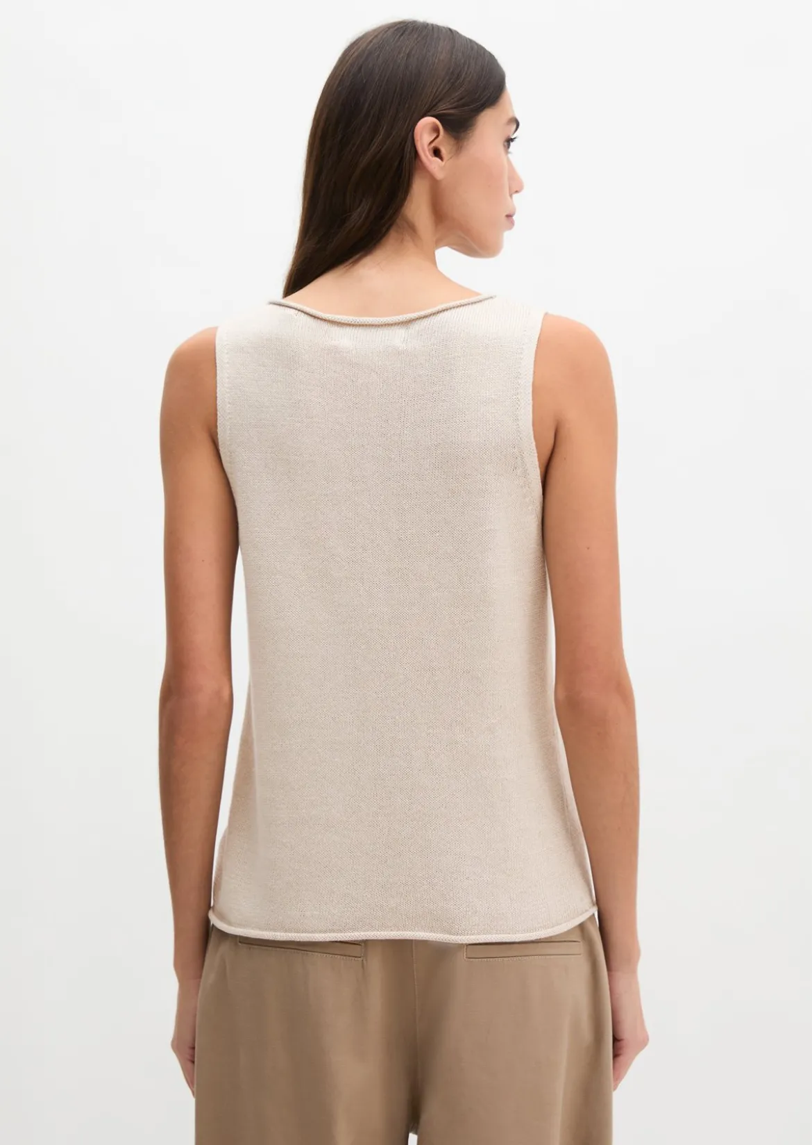 Ärmelloser Pullover regular aus Organic Cotton-Leinen-Mix