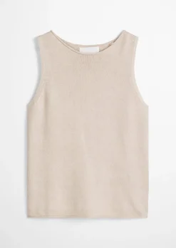 Ärmelloser Pullover regular aus Organic Cotton-Leinen-Mix