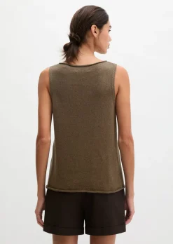 Ärmelloser Pullover regular aus Organic Cotton-Leinen-Mix