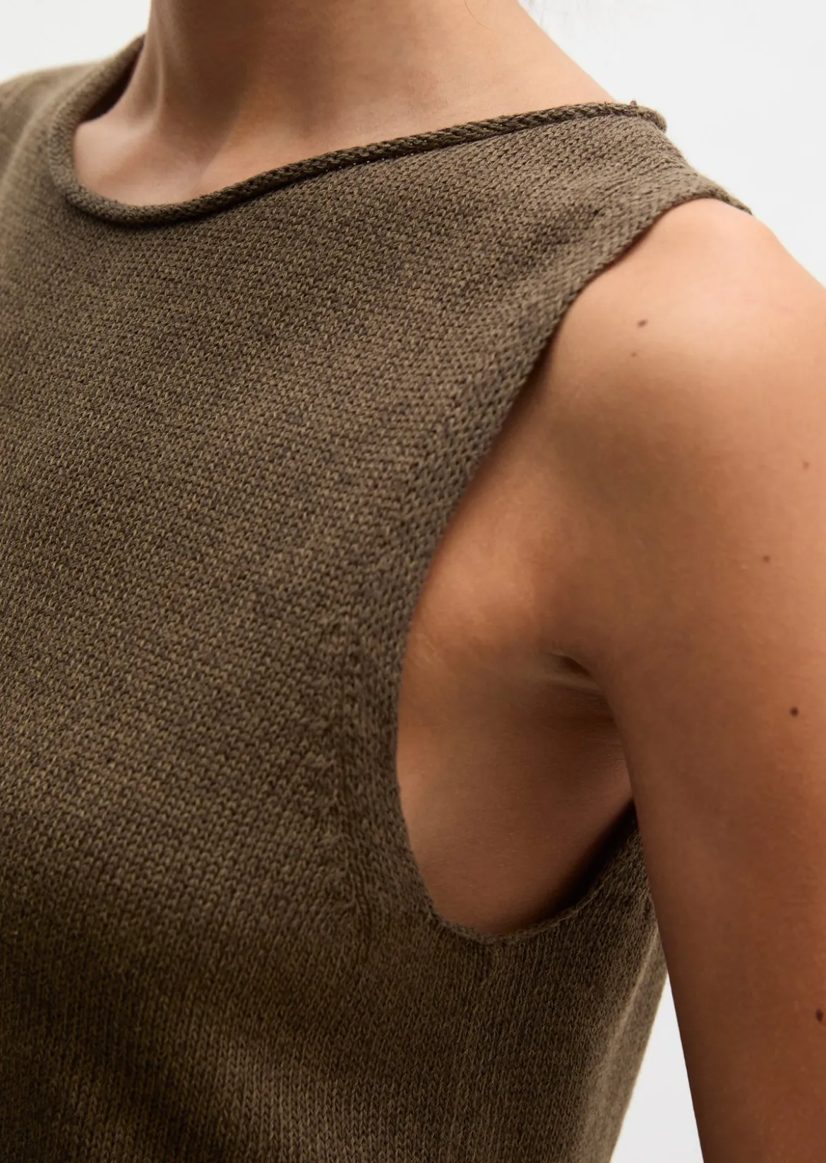 Ärmelloser Pullover regular aus Organic Cotton-Leinen-Mix