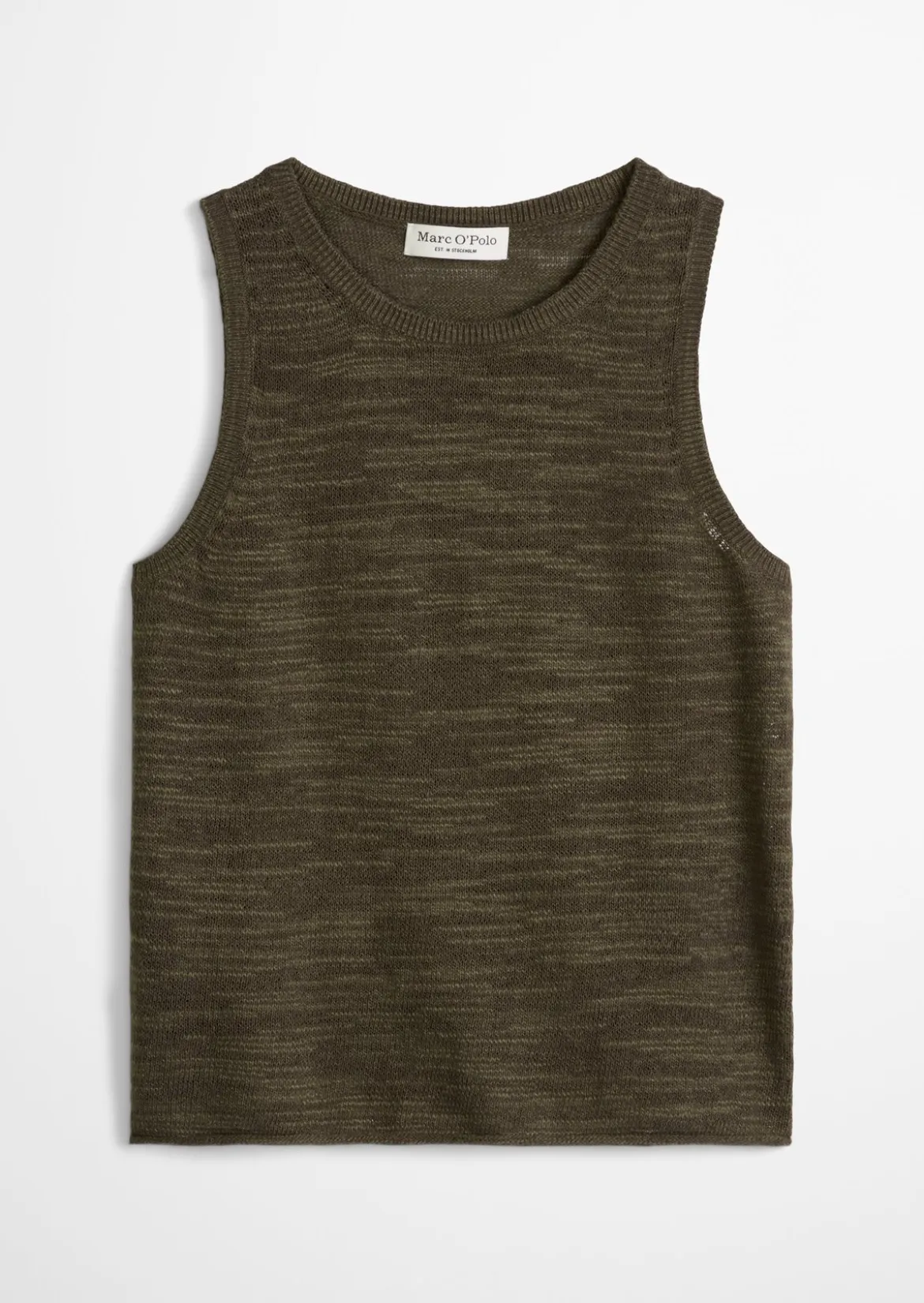 Ärmelloser Slub-Pullover regular aus Leinen-Baumwolle-Mix
