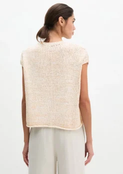 Ärmelloser Strickpullover oversized aus Bändchengarn