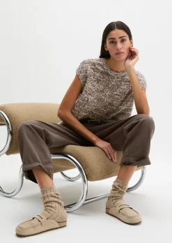 Ärmelloser Strickpullover oversized aus Bändchengarn