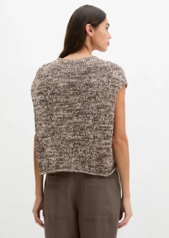 Ärmelloser Strickpullover oversized aus Bändchengarn