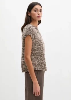Ärmelloser Strickpullover oversized aus Bändchengarn