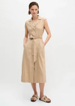 Ärmelloses Kleid regular aus Viskose-Leinen-Stretch