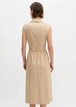 Ärmelloses Kleid regular aus Viskose-Leinen-Stretch