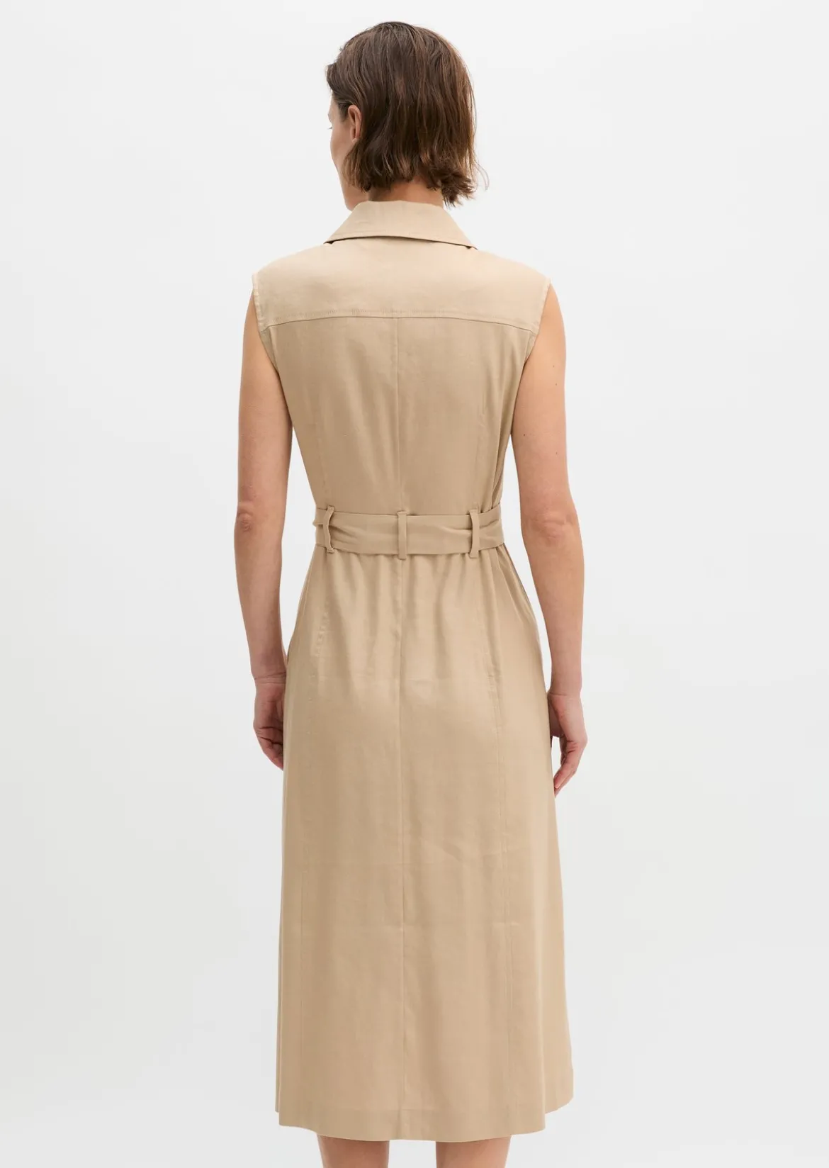 Ärmelloses Kleid regular aus Viskose-Leinen-Stretch