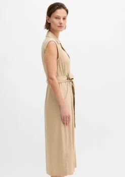 Ärmelloses Kleid regular aus Viskose-Leinen-Stretch