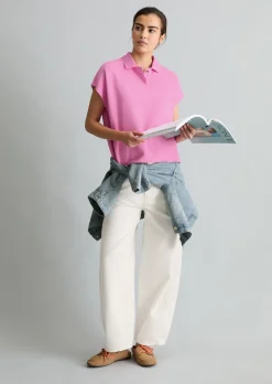 Ärmelloses Poloshirt wide aus Organic Cotton