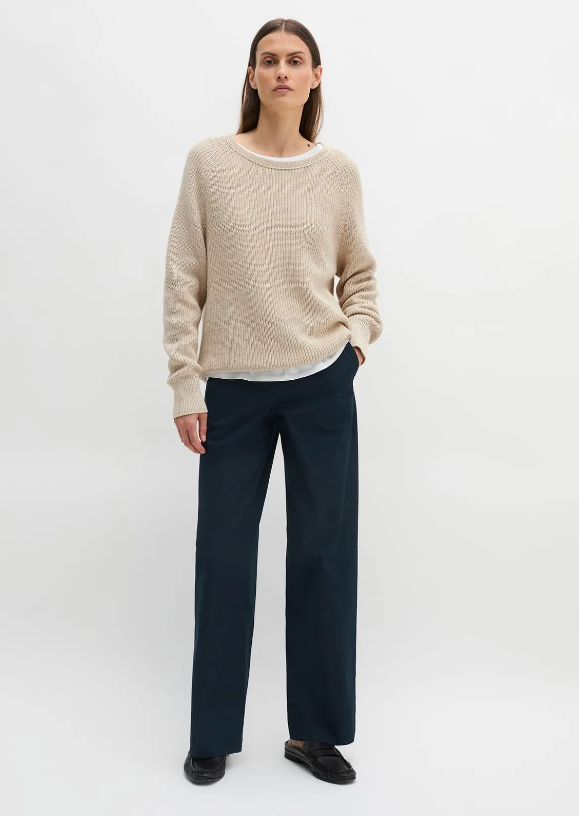 Rundhalspullover loose aus Heavy-Weight-Organic-Cotton