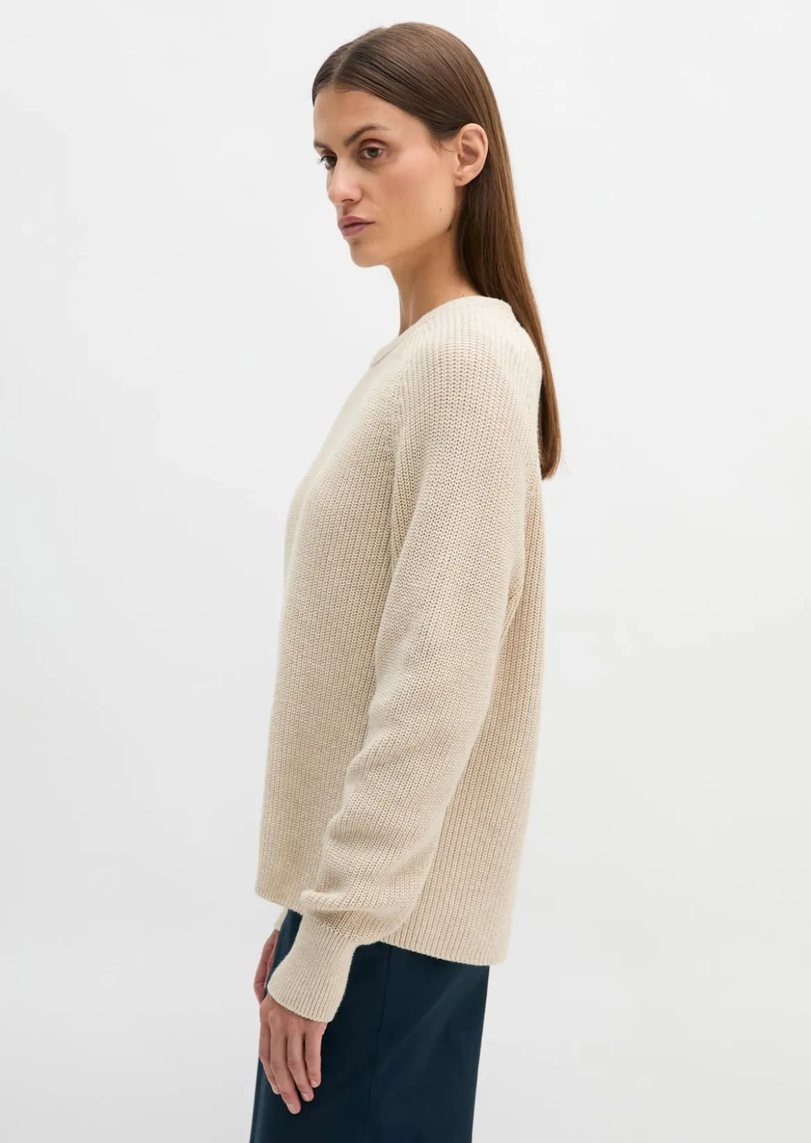 Rundhalspullover loose aus Heavy-Weight-Organic-Cotton