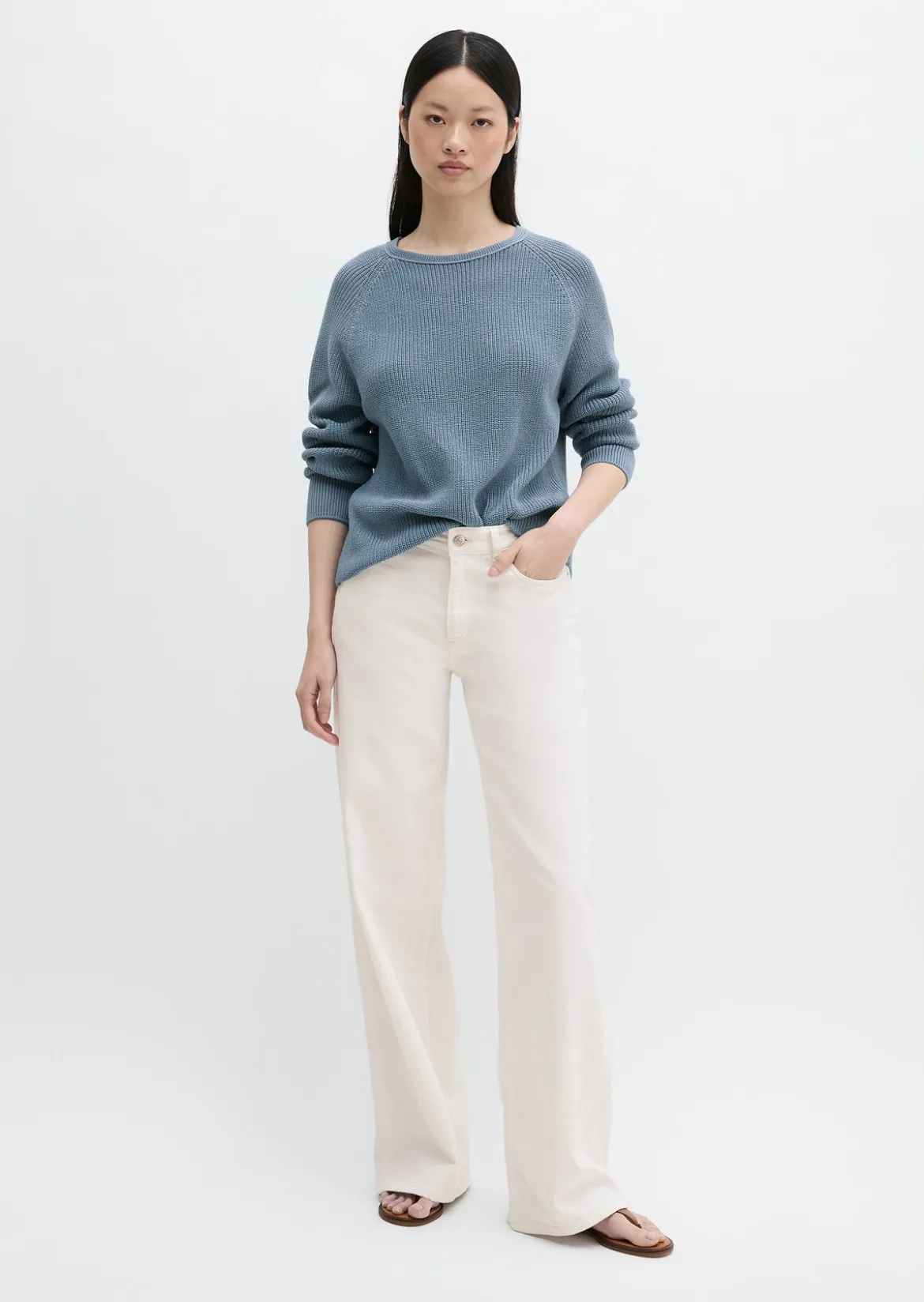 Rundhalspullover loose aus Heavy-Weight-Organic-Cotton
