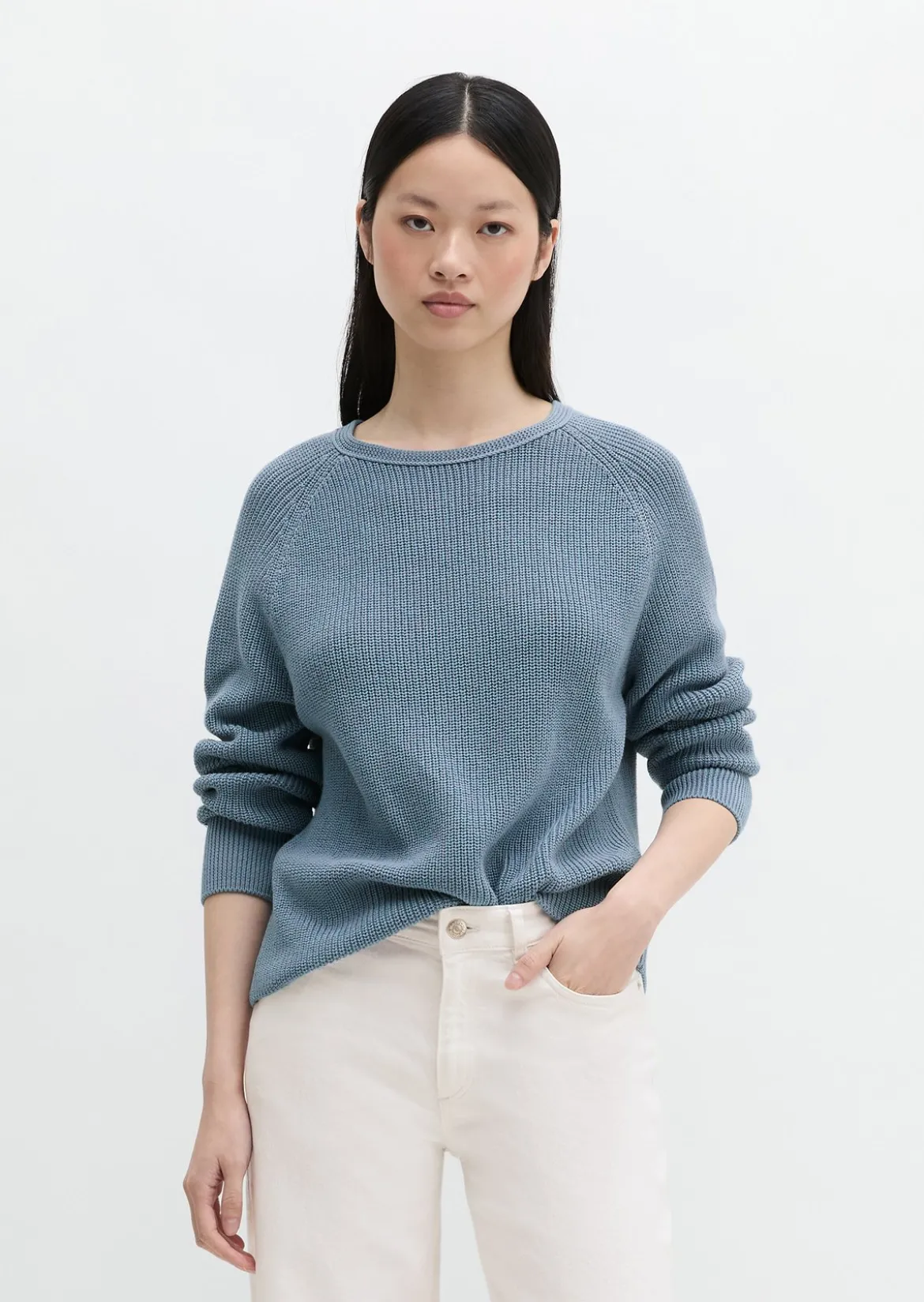Rundhalspullover loose aus Heavy-Weight-Organic-Cotton