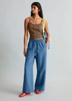 Schlupfhose regular aus Leinen-Baumwolle-Mix