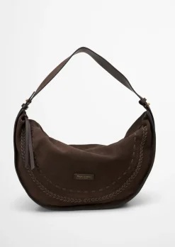 Schultertasche aus weichem Veloursleder