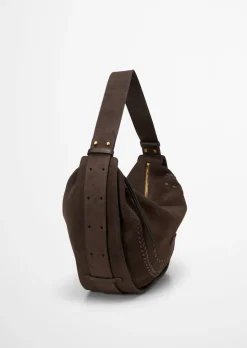 Schultertasche aus weichem Veloursleder