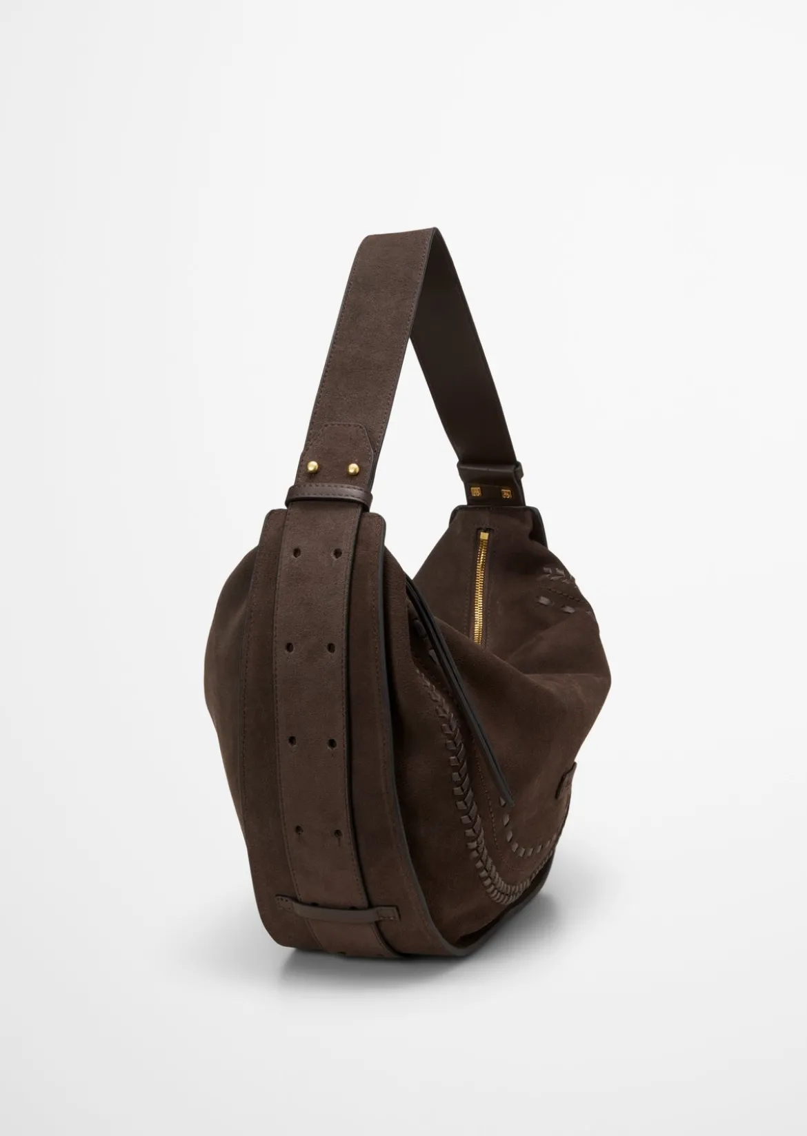 Schultertasche aus weichem Veloursleder