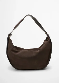 Schultertasche aus weichem Veloursleder