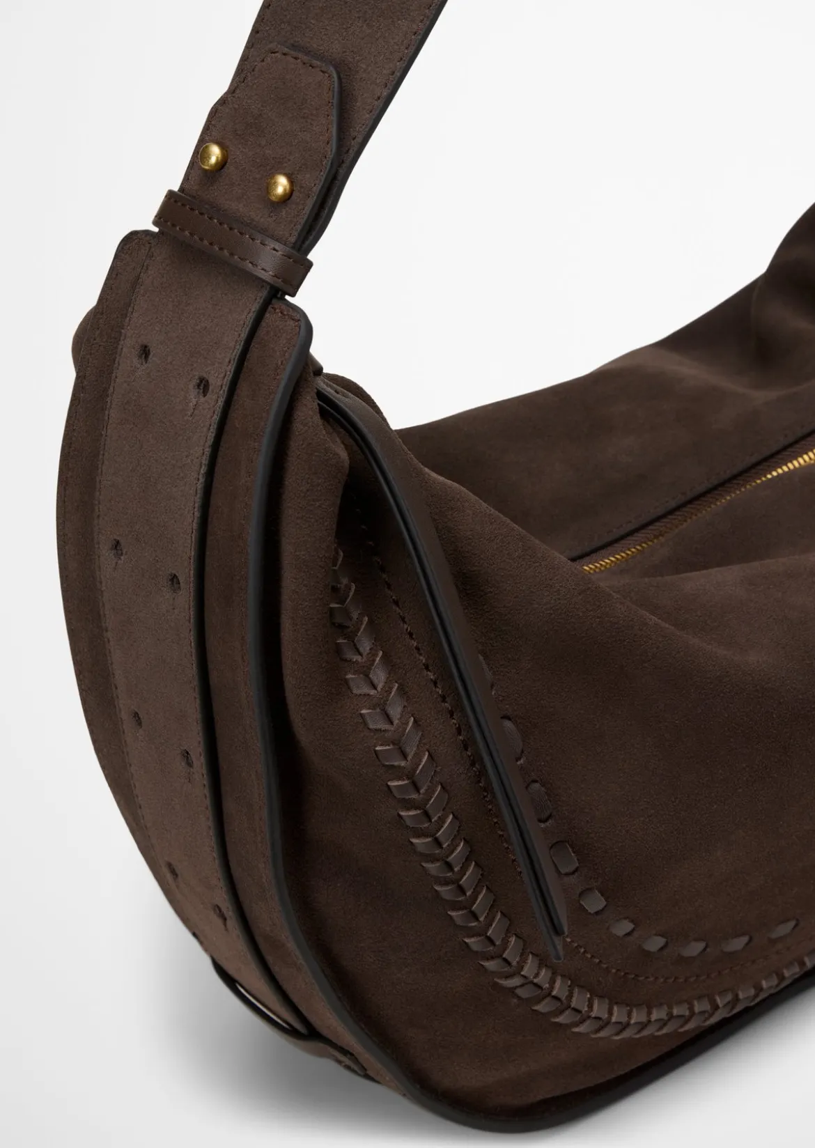 Schultertasche aus weichem Veloursleder