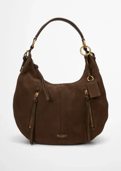 Schultertasche aus weichem Veloursleder