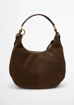Schultertasche aus weichem Veloursleder
