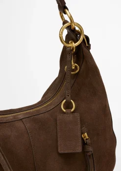 Schultertasche aus weichem Veloursleder