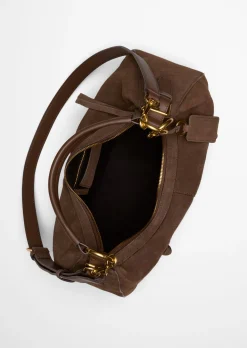 Schultertasche aus weichem Veloursleder