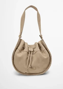 Schultertasche aus weichem Veloursleder