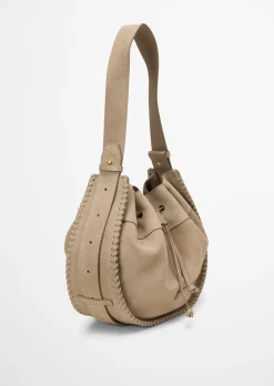 Schultertasche aus weichem Veloursleder