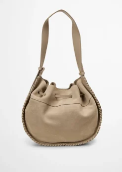Schultertasche aus weichem Veloursleder