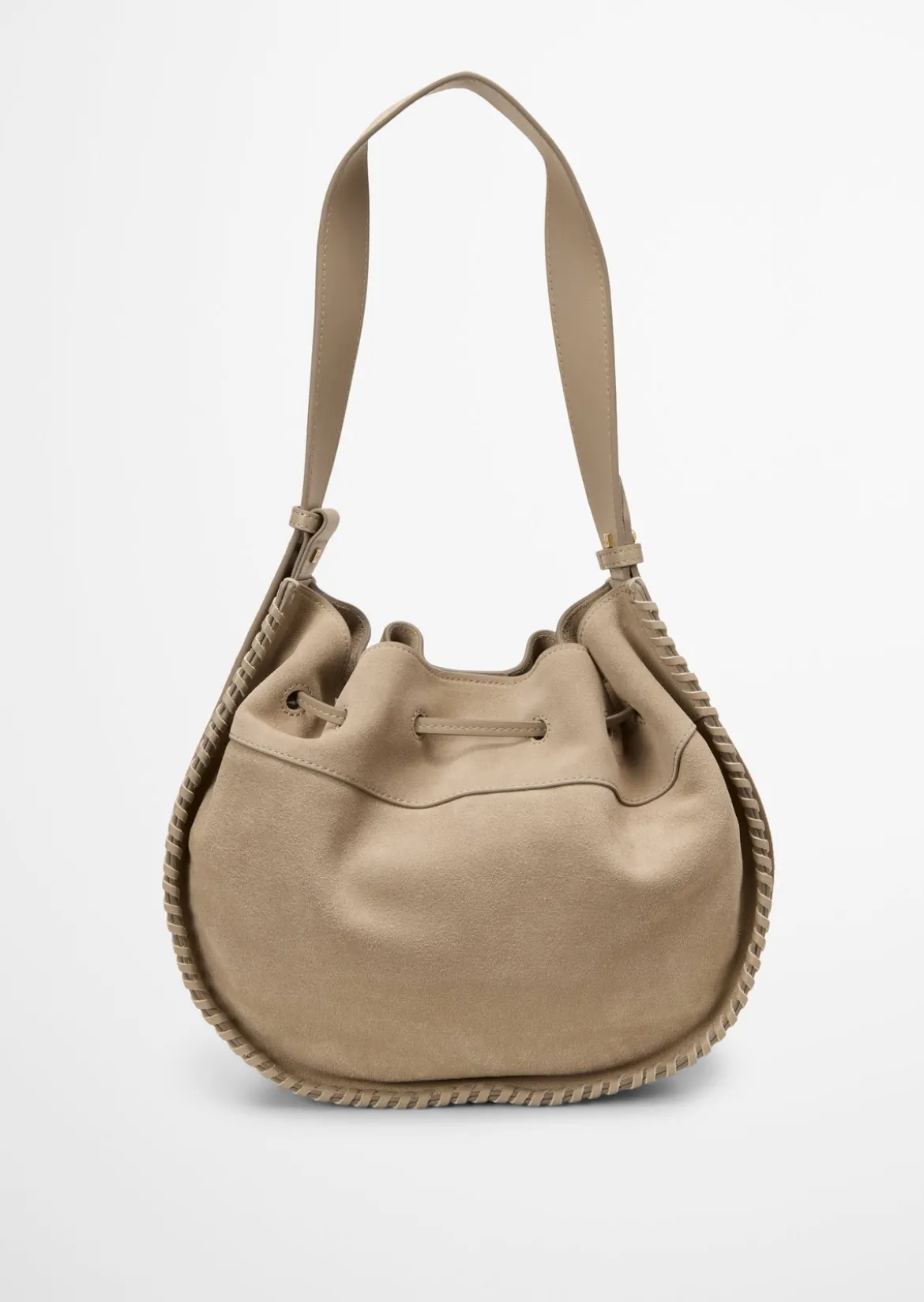 Schultertasche aus weichem Veloursleder