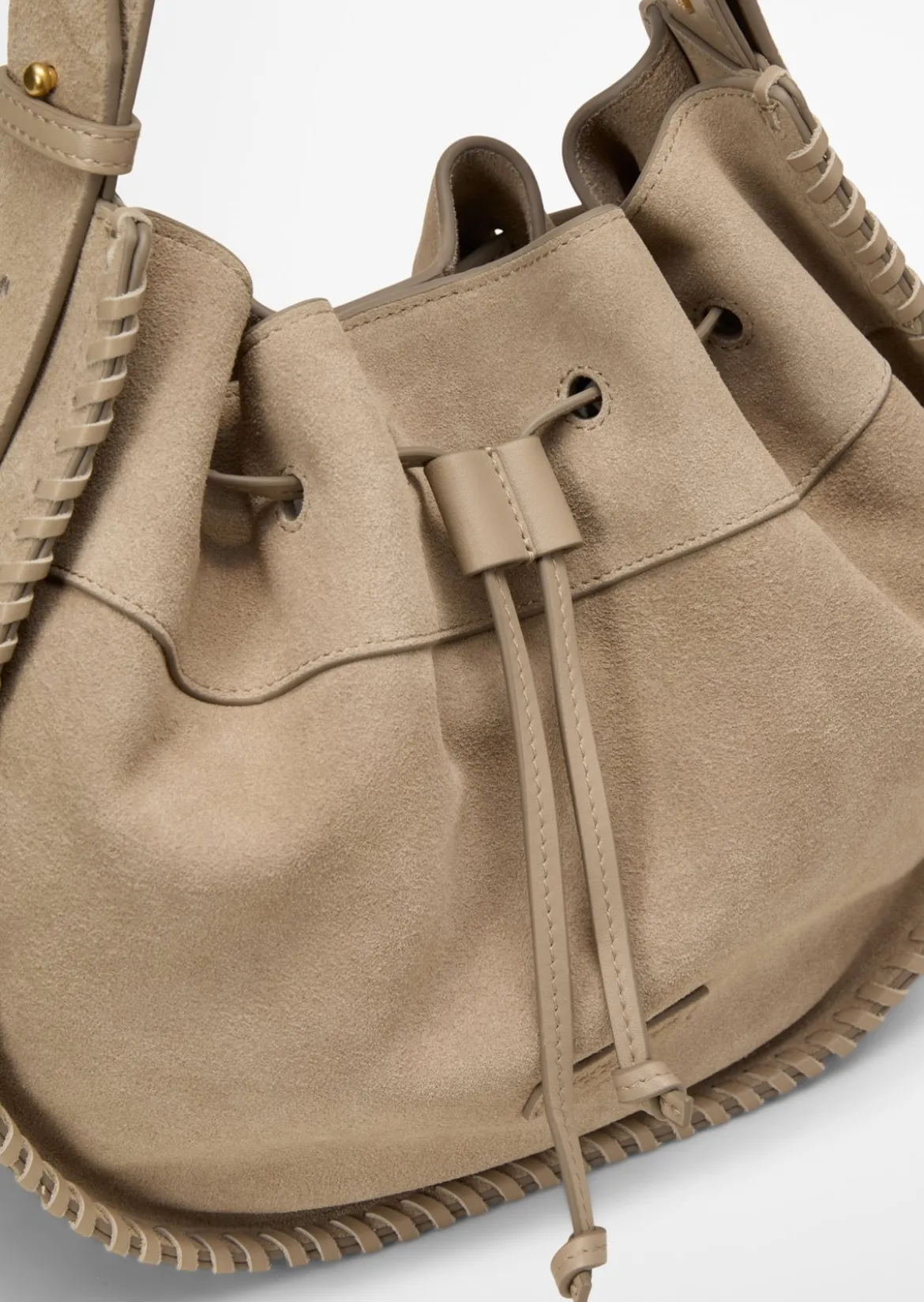 Schultertasche aus weichem Veloursleder