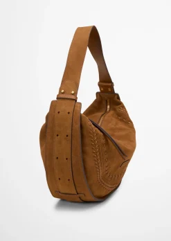 Schultertasche aus weichem Veloursleder