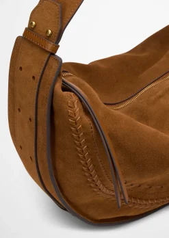 Schultertasche aus weichem Veloursleder