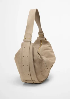 Schultertasche aus weichem Veloursleder