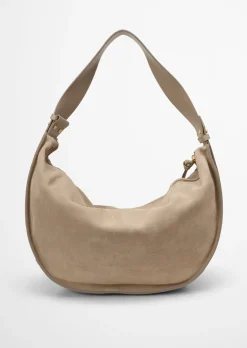 Schultertasche aus weichem Veloursleder