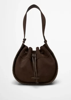Schultertasche aus weichem Veloursleder