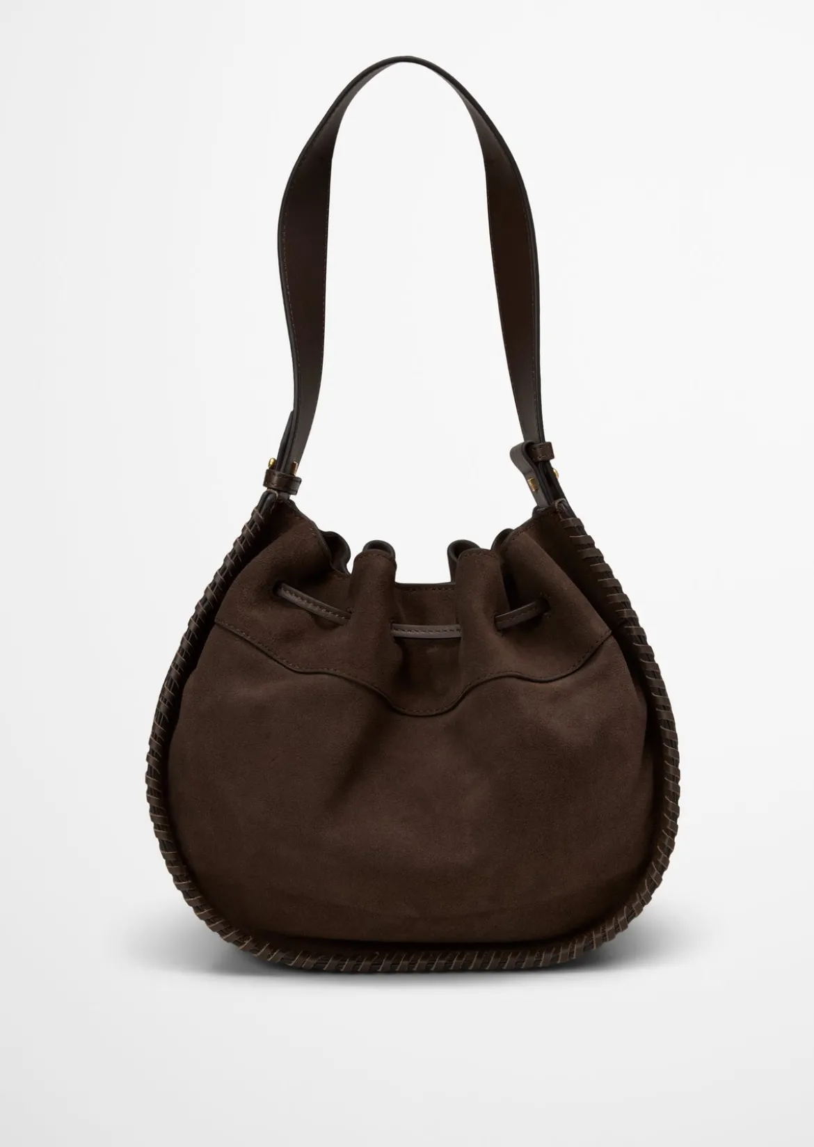 Schultertasche aus weichem Veloursleder