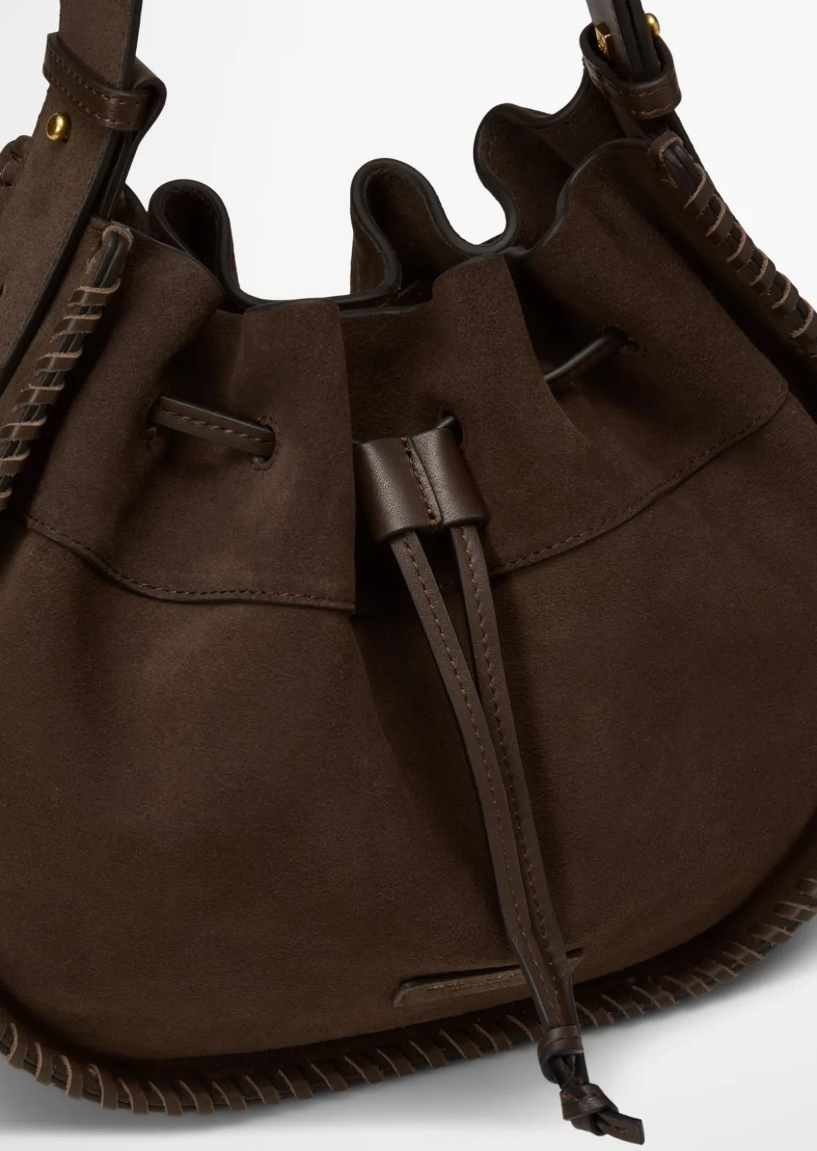 Schultertasche aus weichem Veloursleder