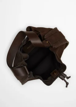 Schultertasche aus weichem Veloursleder