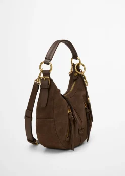 Schultertasche aus weichem Veloursleder