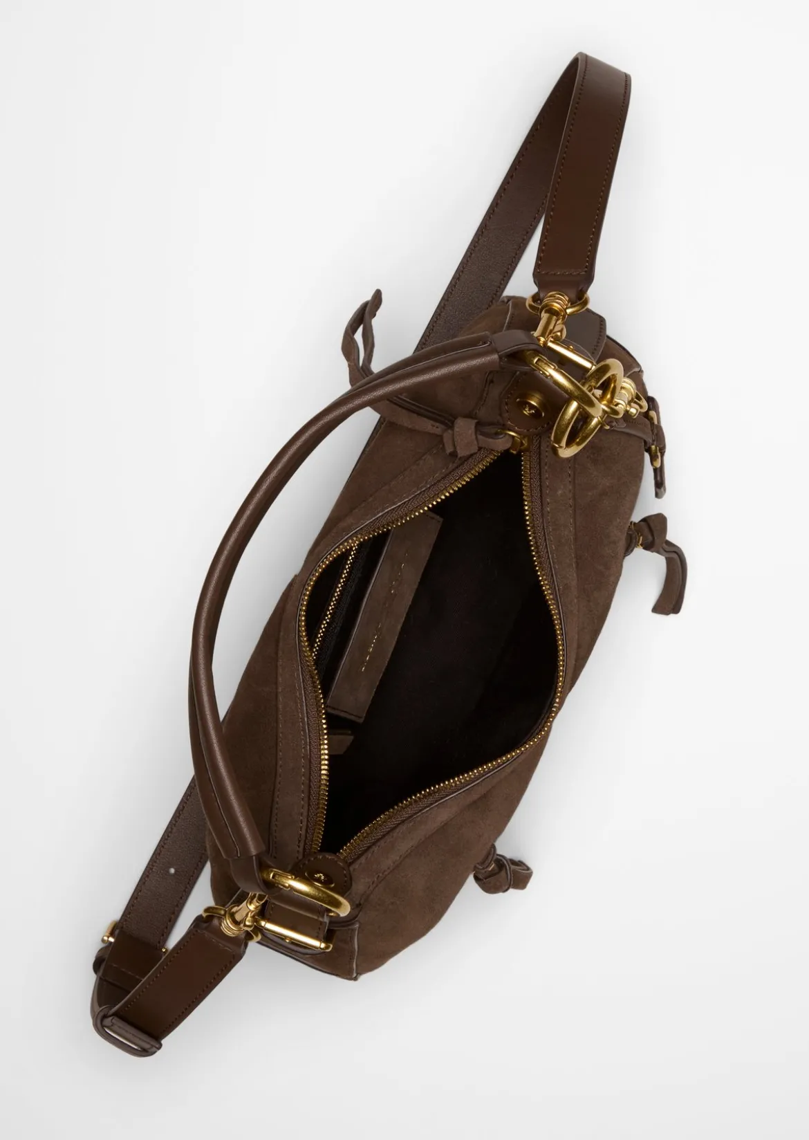 Schultertasche aus weichem Veloursleder