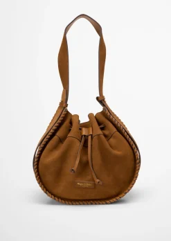 Schultertasche aus weichem Veloursleder
