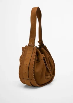 Schultertasche aus weichem Veloursleder