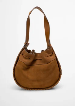 Schultertasche aus weichem Veloursleder
