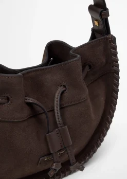 Schultertasche small aus weichem Veloursleder