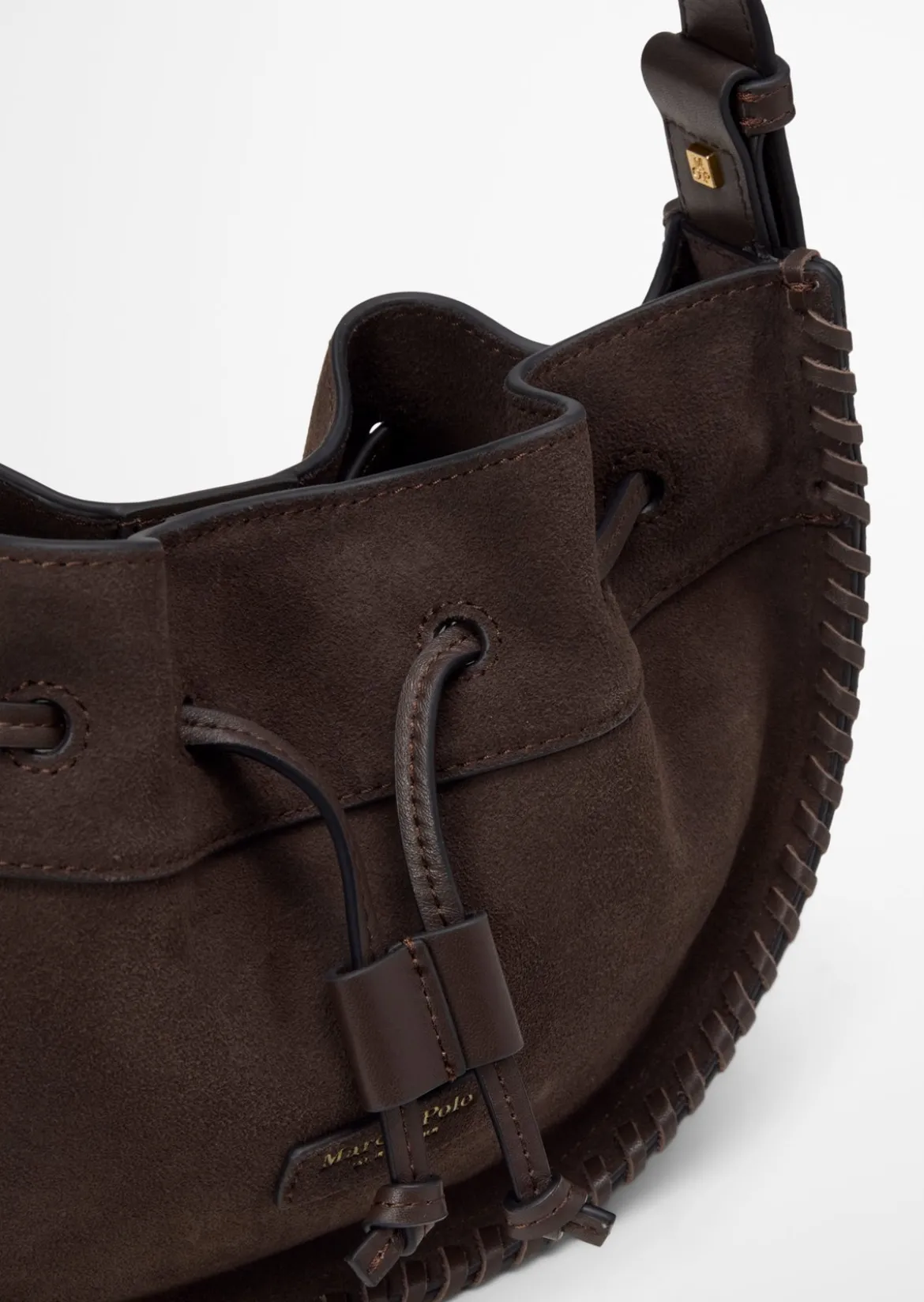 Schultertasche small aus weichem Veloursleder