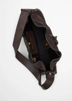 Schultertasche small aus weichem Veloursleder