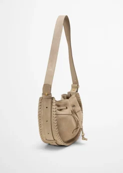 Schultertasche small aus weichem Veloursleder
